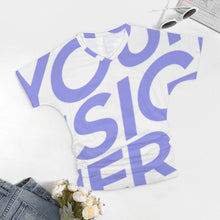 Charger l'image dans la galerie, T-shirt tee shirt col v femme / top fronce BHT personnalisé avec photo logo texte motif (impression d'image unique)
