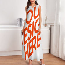 Charger l'image dans la galerie, Grande taille femmes maxi robe longue sans manches GQ personnalisé avec photos motif texte logo (conception multi-images)