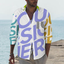 Charger l'image dans la galerie, Chemise à manches longues à revers décontracté avec poches pour hommes AY007 personnalisé avec photo logo texte motif (impression des multi-images)