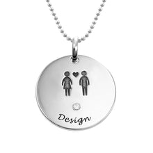 Charger l'image dans la galerie, Collier rond garçon fille avec diamant en argent 925 / cuivre plaqué or / or rose pour couples mère père X0017 personnalisé avec prénom