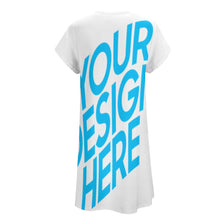 Charger l'image dans la galerie, Robe t-shirt élégante robe à manches courtes femme longueur genou avec col en V NZ2202046 personnalisés avec photo logo ou texte