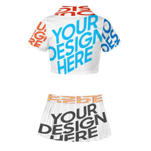 Charger l'image dans la galerie, Tenue uniforme costume de pom-pom girl crop top et jupe 2 pièces pour femme personnalisé avec photo logo texte motif (impression des multi-images)