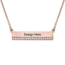 Charger l'image dans la galerie, Collier barre diamants en argent 925 plaqué or / or rose X0012 gravure personnalisé avec prénom