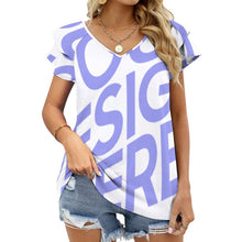 Charger l'image dans la galerie, T-shirt tee shirt col v femme / Blouse volants manches courtes BUT personnalisé avec photo logo texte motif (impression d’image unique)