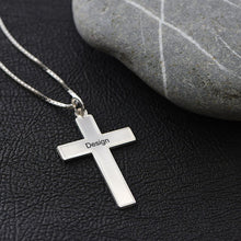 Charger l'image dans la galerie, Collier croix gravée X0041 pour homme gravure personnalisé avec lettre prénom