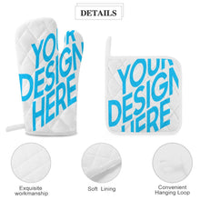 Charger l'image dans la galerie, Ensemble de mitaine de four et de porte-pot (trois pièces) personnalisé avec prénom motif logo texte photo