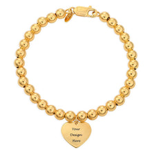 Charger l'image dans la galerie, Perles bracelet avec pendentif coeur S0018 gravé personnalisé avec texte prénom