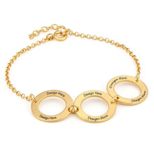 Charger l'image dans la galerie, Bracelet trois anneaux S0041 avec pendentif 3 cercles gravé personnalisé avec texte prénom