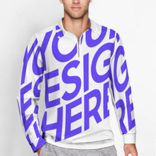 Charger l'image dans la galerie, Polo tee shirt sweat shirt homme manches longues RL avec col tricoté et zip court personnalisé avec photo motif texte (conception une image)