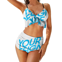 Charger l'image dans la galerie, Bikini bustier push-up / maillot de bain taille haute sexy femme BK2066 personnalisé avec image logo motif texte