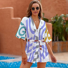 Charger l'image dans la galerie, Peignoir pyjama femme chemise de nuit JJ1210 personnalisé avec texte motif photo (conception multi-images)