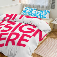 Charger l'image dans la galerie, Parure de lit réversible 3 pièces (1 housse de couette + 2 taies d'oreiller) imprimée recto verso personnalisée avec prénom motif texte