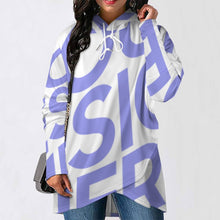 Charger l'image dans la galerie, Sweat pull à capuche long Sweatshirt Ourlet Irrégulier femme personnalisé avec photo logo texte motif (impression d'image unique)