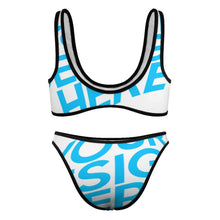 Charger l'image dans la galerie, Maillot de bain bikini triangle 2 pièces femme S99D54 personnalisé avec photo texte (conception une image)