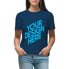 Charger l'image dans la galerie, T shirt tee shirt à manche courte et col rond 100% coton pour femme personnalisé avec photo logo et texte (Impression recto-verso)