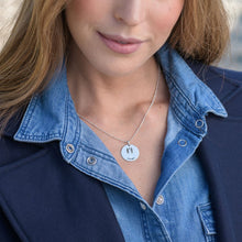 Charger l'image dans la galerie, Collier rond garçon fille avec diamant en argent 925 / cuivre plaqué or / or rose pour couples mère père X0017 personnalisé avec prénom