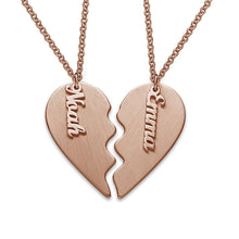 Charger l'image dans la galerie, Collier Coeurs pour couples X0039 longueur ajustable gravure personnalisé avec lettre / prénom