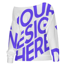 Charger l'image dans la galerie, Sweat-shirt pour femme haut à épaules inclinées ZQ personnalisé avec photo texte prénom (conception une image)