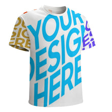 Charger l'image dans la galerie, T-shirt tee shirt manches courtes en coton homme personnalisé avec photo texte motif (conception multi-images)