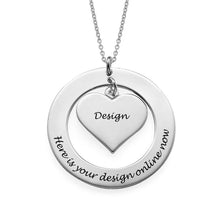 Charger l'image dans la galerie, Collier avec anneau coeur en argent 925 pour femme mère X0052 gravure personnalisé avec prénom texte
