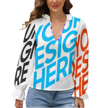 Charger l'image dans la galerie, Chemise à manches bulles GS femme personnalisée avec logo et image (Conception multi-images)