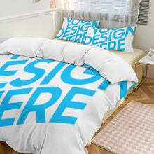 Charger l'image dans la galerie, Parure de lit 3 pièces imprimée simple face (1 housse de couette + 2 taies d'oreiller) personnalisé avec photo texte prénom