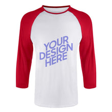 Charger l'image dans la galerie, T-shirt tee shirt Raglan à manches 3/4 élastique décontracté homme personnalisé avec photo motif logo texte