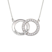 Charger l'image dans la galerie, Collier pendentifs pierres de naissance rondes imbriquées X0079 pour femme argent sterling 925 gravure personnalisé avec prénom