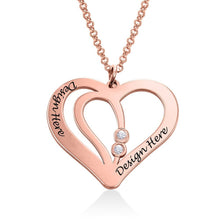 Charger l'image dans la galerie, Collier Coeur Entrelacé avec zircon cubique X0075 pour femme en argent sterling 925 gravure personnalisé avec nom texte