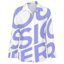 Charger l'image dans la galerie, Chemise à manches longues ourlet irrégulier pour femme AY008 personnalisé avec photo texte logo (image unique impression complète)