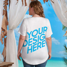 Charger l'image dans la galerie, Chemise à Manches courtes T-shirt Col en V Ample Femme NZ109 impression personnalisé avec texte photo logo motif