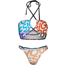 Charger l'image dans la galerie, 2023 femme sexy ensemble 2 pièces bikini maillot de bain avec bretelles décoratives personnalisé avec photos motif texte (conception multi-images)