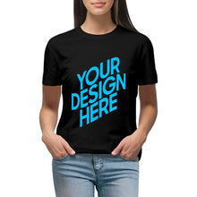 Charger l'image dans la galerie, T shirt tee shirt à manche courte et col rond 100% coton pour femme personnalisé avec photo logo et texte (Impression recto-verso)