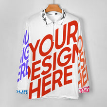 Charger l'image dans la galerie, Polo tee sweat shirt homme manches longues RL zippé avec col tricot personnalisée avec photo prénom motif texte (conception multi-images)