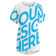 Charger l'image dans la galerie, Robe t-shirt longue à col rond pour femmes AQT à impression d'image unique Personnaliser avec le logo de texte de motif de photos