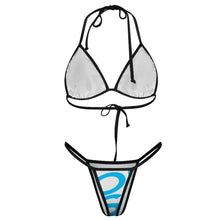 Charger l'image dans la galerie, Ensemble 2 pièces maillot de bain bikini triangle push up J195D57 femme avec soutien-gorge à lacets personnalisé avec photo motif texte (conception multi-images)