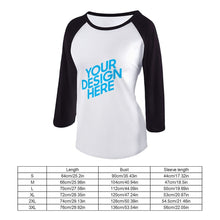 Charger l'image dans la galerie, T-shirt Raglan à manches longues en coton femme personnalisé avec photo motif image logo texte