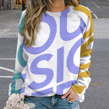 Charger l'image dans la galerie, Sweatshirt col rond  femme / Sweat manche raglan RHDEC2 personnalisé avec photo logo texte motif