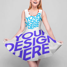 Charger l'image dans la galerie, Robe chic femme sans manches en col rond avec ourlet ondulé TQ grande taille personnalisée avec photo logo texte motif (impression des multi-images)
