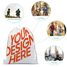 Charger l'image dans la galerie, Sac à dos en toile avec cordon de serrage (imprimer des images différentes des deux côtés) personnalisé avec photos texte motif