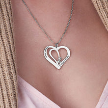 Charger l'image dans la galerie, Collier Coeur Entrelacé avec zircon cubique X0075 pour femme en argent sterling 925 gravure personnalisé avec nom texte