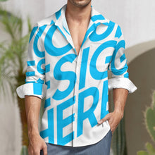 Charger l'image dans la galerie, Chemise Boutonnée Homme en col V grande taille avec poche personnalisée avec photo motif logo texte (Impression d'image unique)
