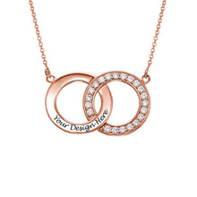 Charger l'image dans la galerie, Collier pendentifs pierres de naissance rondes imbriquées X0079 pour femme argent sterling 925 gravure personnalisé avec prénom