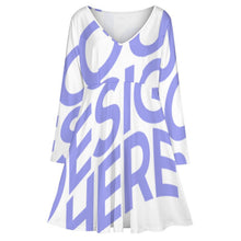 Charger l'image dans la galerie, Robe personnalisée Femme oversize / Robe personnalisable col V B829 impression avec prénom photo logo (image unique)