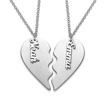 Charger l'image dans la galerie, Collier Coeurs pour couples X0039 longueur ajustable gravure personnalisé avec lettre / prénom
