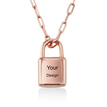 Charger l'image dans la galerie, Collier Cadenas pendentif à maillons X0033 gravure personnalisé avec lettre prénom