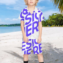Charger l'image dans la galerie, Ensemble de plage chemise manches courtes et short enfant garçon (2 pièces) A27TZ personnalisé avec texte motif photo (conception une image)