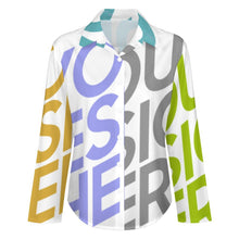 Charger l'image dans la galerie, Chemise blouse femme chic à manches longues femme B648 personnalisé avec photo logo texte motif (impression des multi-images)