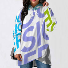 Charger l'image dans la galerie, Sweat pull à capuche long Sweatshirt Ourlet Irrégulier pour femme personnalisé avec photo logo texte motif (impression des multi-images)