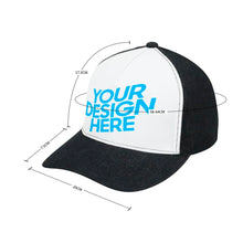 Charger l'image dans la galerie, Casquette/Chapeau de baseball en caoutchouc plié en jean noir FS0809010 impression personnalisé avec logo photo texte motif
